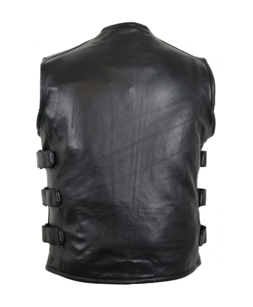 Herren Motorrad Biker Rindsleder Weste Biker Weste Reißverschluss Chopper Vest