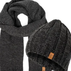 Herren Mütze Schal Set Beanie Winter Strickmütze mit Winterschal Premium Qualität