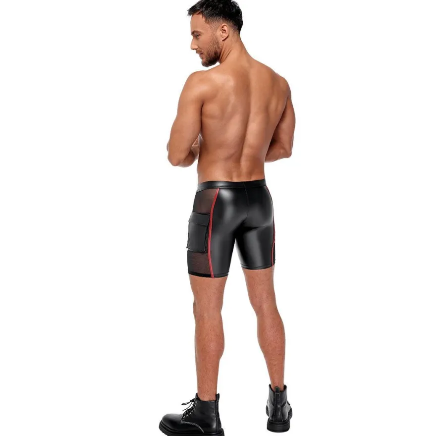 Herren Shorts M-2XL Reißverschluss + Tasche matter Wetlook eng Kurze Hose
