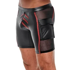 Herren Shorts M-2XL Reißverschluss + Tasche matter Wetlook eng Kurze Hose