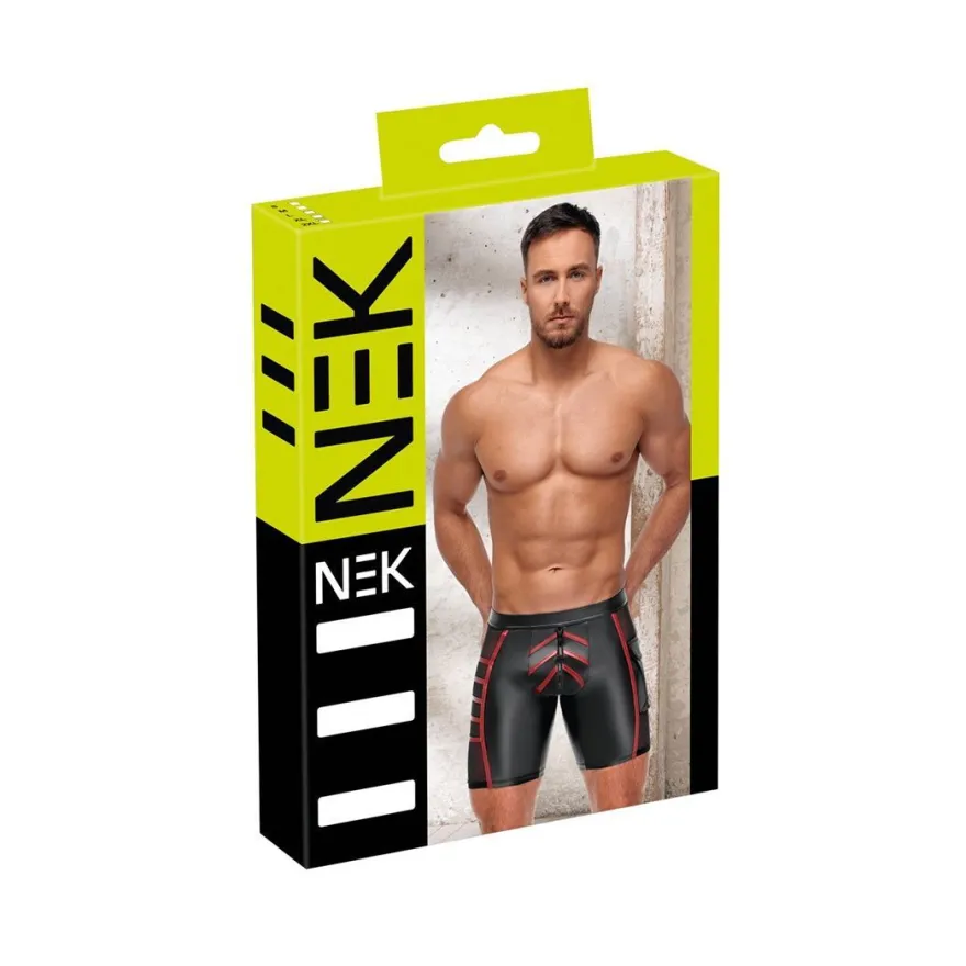 Herren Shorts M-2XL Reißverschluss + Tasche matter Wetlook eng Kurze Hose