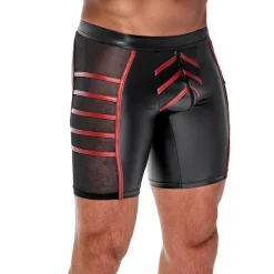 Herren Shorts M-2XL Reißverschluss + Tasche matter Wetlook eng Kurze Hose