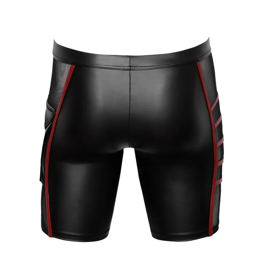 Herren Shorts M-2XL Reißverschluss + Tasche matter Wetlook eng Kurze Hose