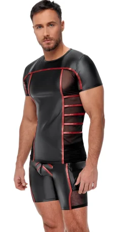 Herren Shorts M-2XL Reißverschluss + Tasche matter Wetlook eng Kurze Hose