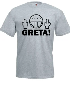 Herren T-Shirt l Stinkefinge Fuck You Greta lustiges Gesicht l Größe bis 5XL