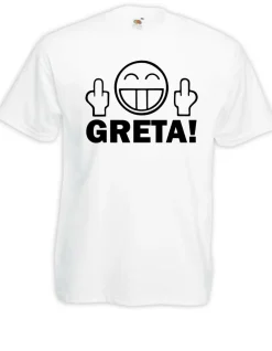 Herren T-Shirt l Stinkefinge Fuck You Greta lustiges Gesicht l Größe bis 5XL