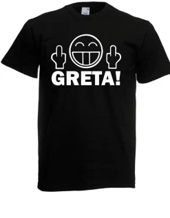 Herren T-Shirt l Stinkefinge Fuck You Greta lustiges Gesicht l Größe bis 5XL