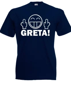 Herren T-Shirt l Stinkefinge Fuck You Greta lustiges Gesicht l Größe bis 5XL