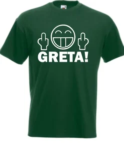 Herren T-Shirt l Stinkefinge Fuck You Greta lustiges Gesicht l Größe bis 5XL