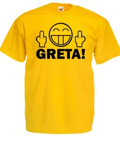Herren T-Shirt l Stinkefinge Fuck You Greta lustiges Gesicht l Größe bis 5XL