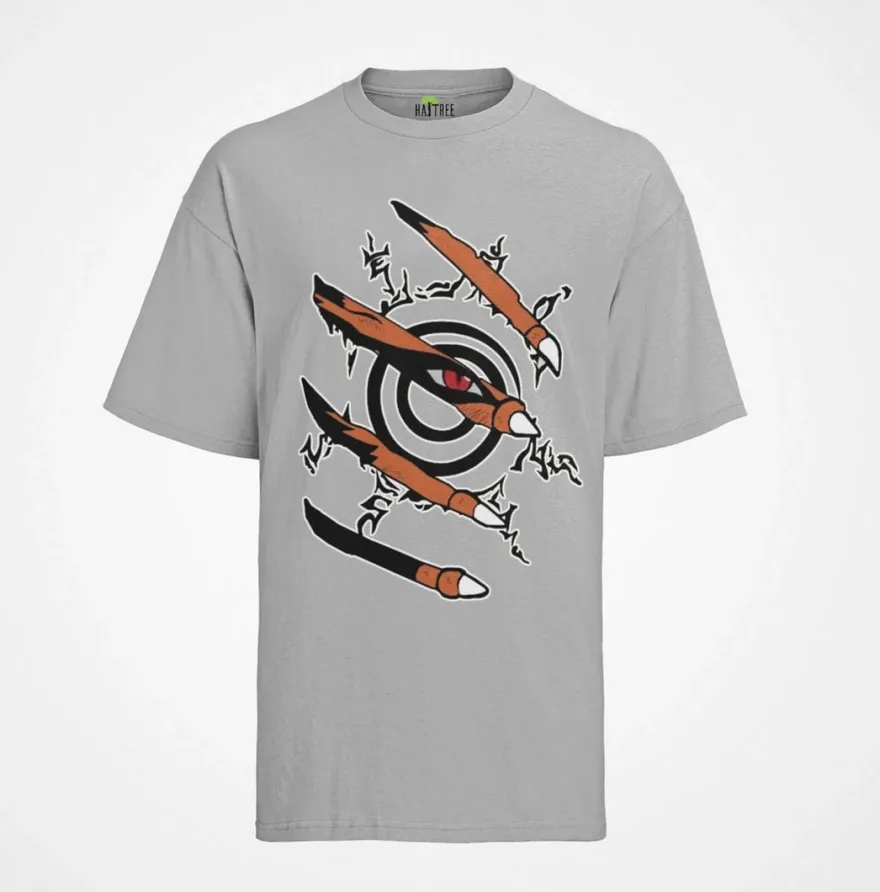Herren T-Shirt T-Shirt Naruto Shippuden Bijuu und Jinchuuriki Kurama 9 schwänzig