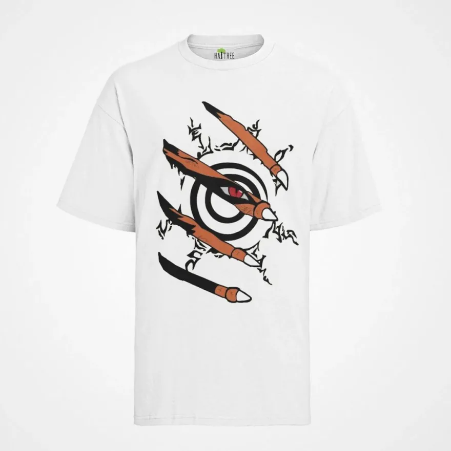 Herren T-Shirt T-Shirt Naruto Shippuden Bijuu und Jinchuuriki Kurama 9 schwänzig