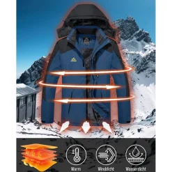 Herren Winter Skijacke Fleece Gefüttert Outdoor Softshelljacke XXL Blau
