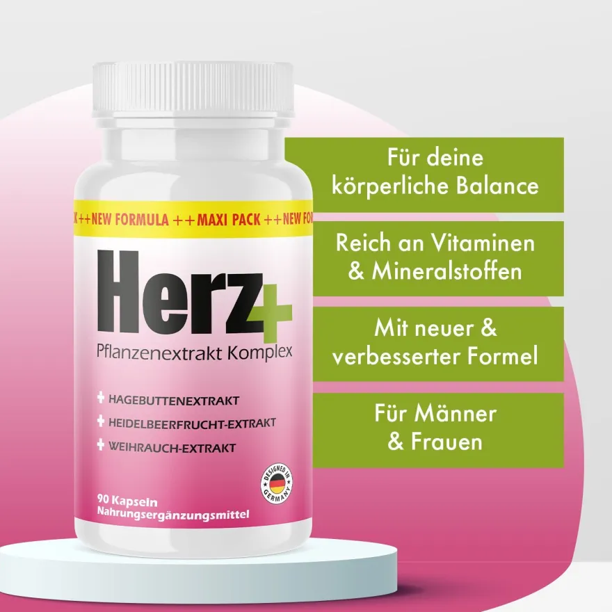 Herzena - Herz Plus Kapseln - senken den Blutdruck - 90 Kapseln