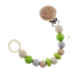 Hess Schnullerkette Nature Apfelgrün Holz Babykette - Made In Germany