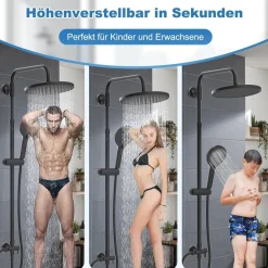 Hibbent Duschsystem mit Selbstreinigung, Runder Brausekopf und Handbrause