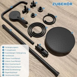 Hibbent Duschsystem mit Selbstreinigung, Runder Brausekopf und Handbrause