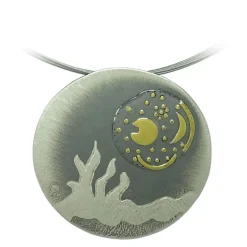 Himmelsscheibe von Nebra Sternenschmuck Silber Anhänger 40mm Landschaft