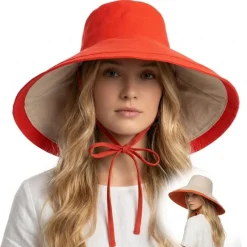 HIQIU Damen Sonnenhut UV Schutz Große Krempe - Faltbar, Wendbar, Sommer