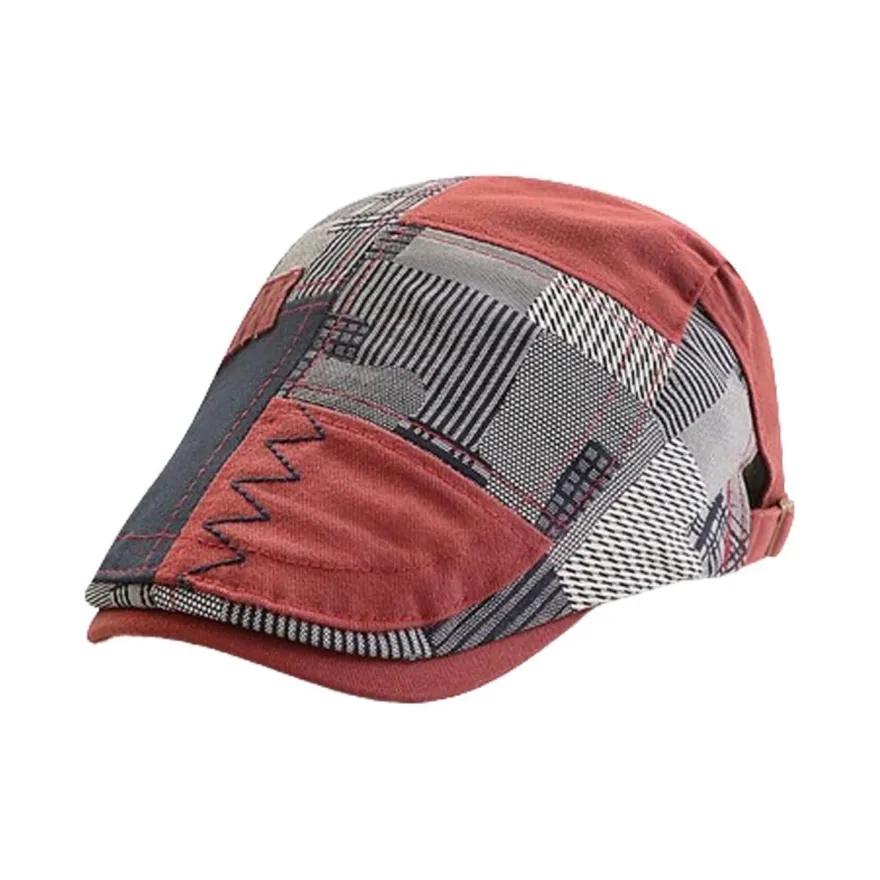 HIQIU Herren Patchwork Schiebermütze - Vintage Flatcap, Baskenmütze, Gatsby