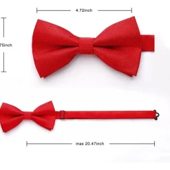 Hisdern Herren Fliege mit Einstecktuch Set, vorgebundene Fliege rot