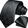 Hisdern Herren Krawatte & Einstecktuch Set - Paisley Blume Jacquard Seide