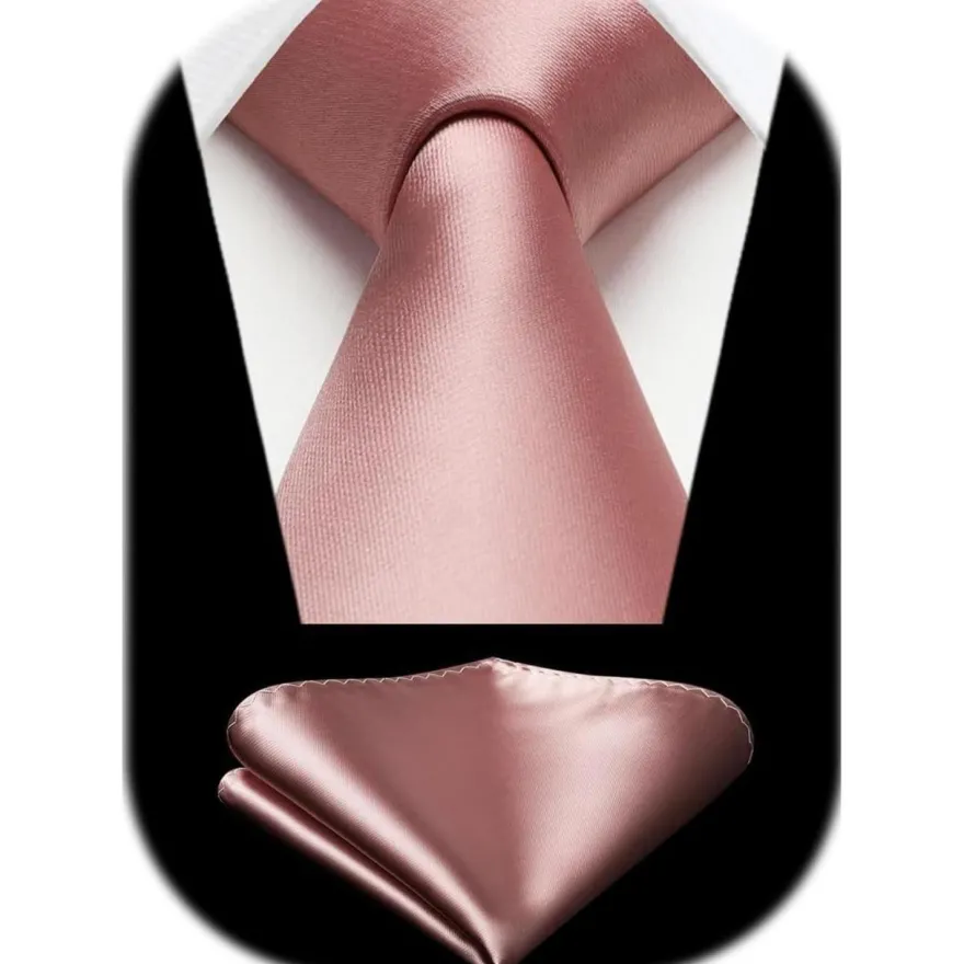 Hisdern Herren Krawatte & Einstecktuch Set - Elegante Hochzeitskrawatte in