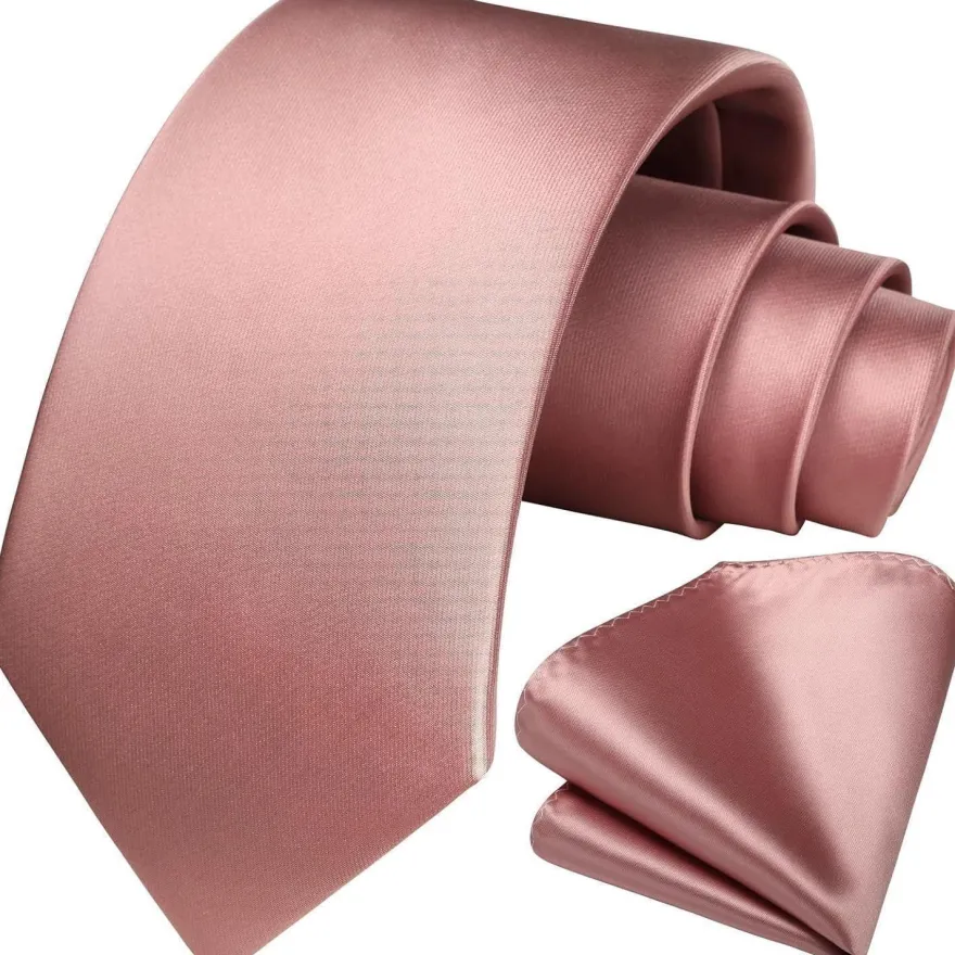 Hisdern Herren Krawatte & Einstecktuch Set - Elegante Hochzeitskrawatte in