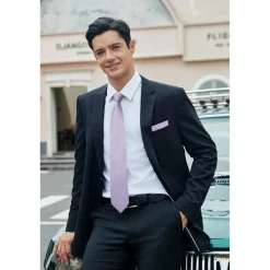 Hisdern Herren Krawatte mit Einstecktuch Set - Klassisch Plaid Hahnentritt