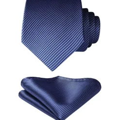 Hisdern Herren Krawatte mit Einstecktuch Set, Klassisch Plaid Hahnentritt