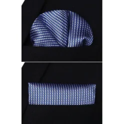 Hisdern Herren Krawatte mit Einstecktuch Set, Klassisch Plaid Hahnentritt