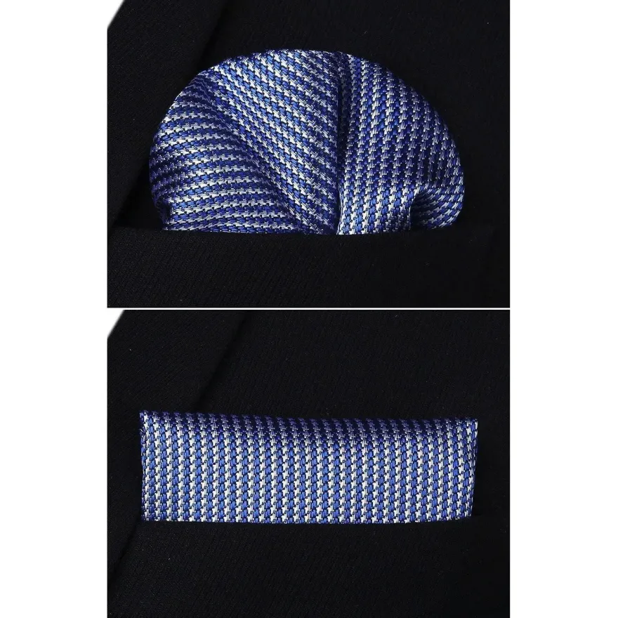 Hisdern Herren Krawatte mit Einstecktuch Set, Klassisch Plaid Hahnentritt