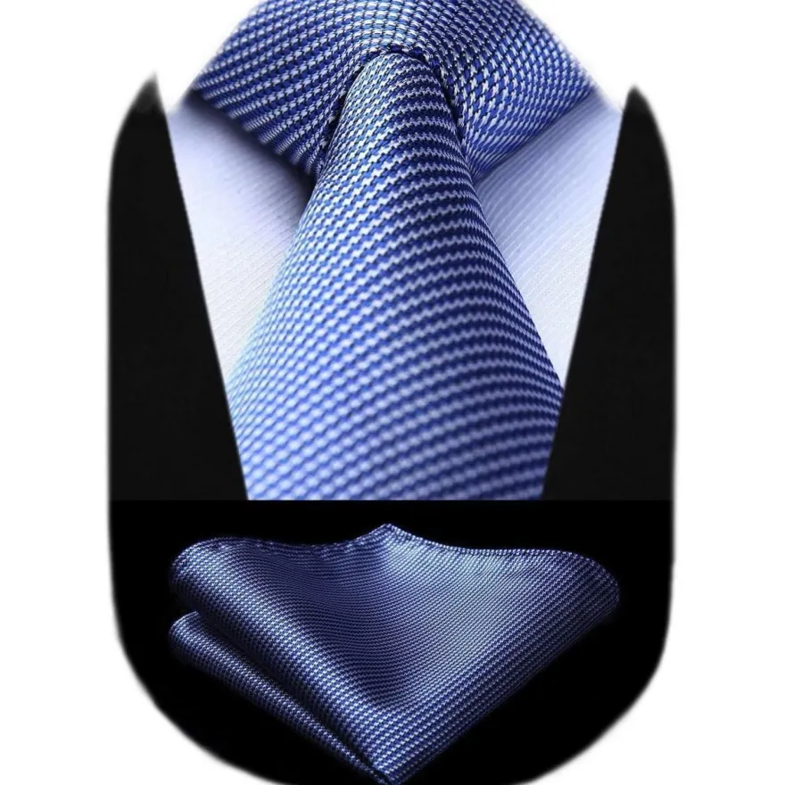 Hisdern Herren Krawatte mit Einstecktuch Set, Klassisch Plaid Hahnentritt
