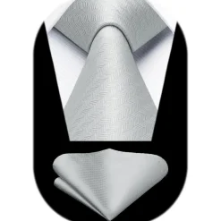 Hisdern Herren Krawatte mit Einstecktuch Set - Klassisches Hahnentritt-Muster