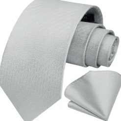 Hisdern Herren Krawatte mit Einstecktuch Set - Klassisches Hahnentritt-Muster