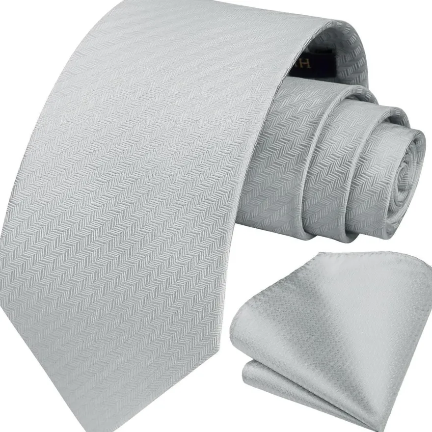 Hisdern Herren Krawatte mit Einstecktuch Set - Klassisches Hahnentritt-Muster