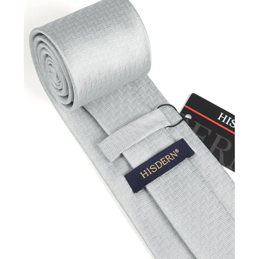 Hisdern Herren Krawatte mit Einstecktuch Set - Klassisches Hahnentritt-Muster