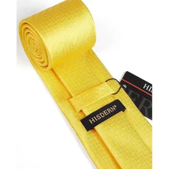 Hisdern Herren Krawatte mit Einstecktuch Set - Klassisch Plaid Hahnentritt
