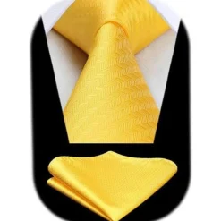 Hisdern Herren Krawatte mit Einstecktuch Set - Klassisch Plaid Hahnentritt