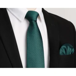 Hisdern Herren Krawatte mit Einstecktuch, klassisches Hahnentritt-Muster