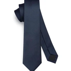 Hisdern Herren Schmale Einfarbige Seiden Krawatte 6cm Navy - Elegant für