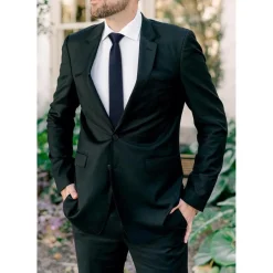 Hisdern Herren Schmale Einfarbige Seiden Krawatte 6cm Navy - Elegant für