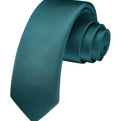 Hisdern Herren Schmale Seide Krawatte 6cm Blaugrün - Klassisch, Formell
