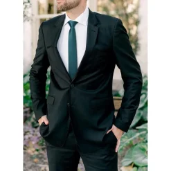 Hisdern Herren Schmale Seide Krawatte 6cm Blaugrün - Klassisch, Formell
