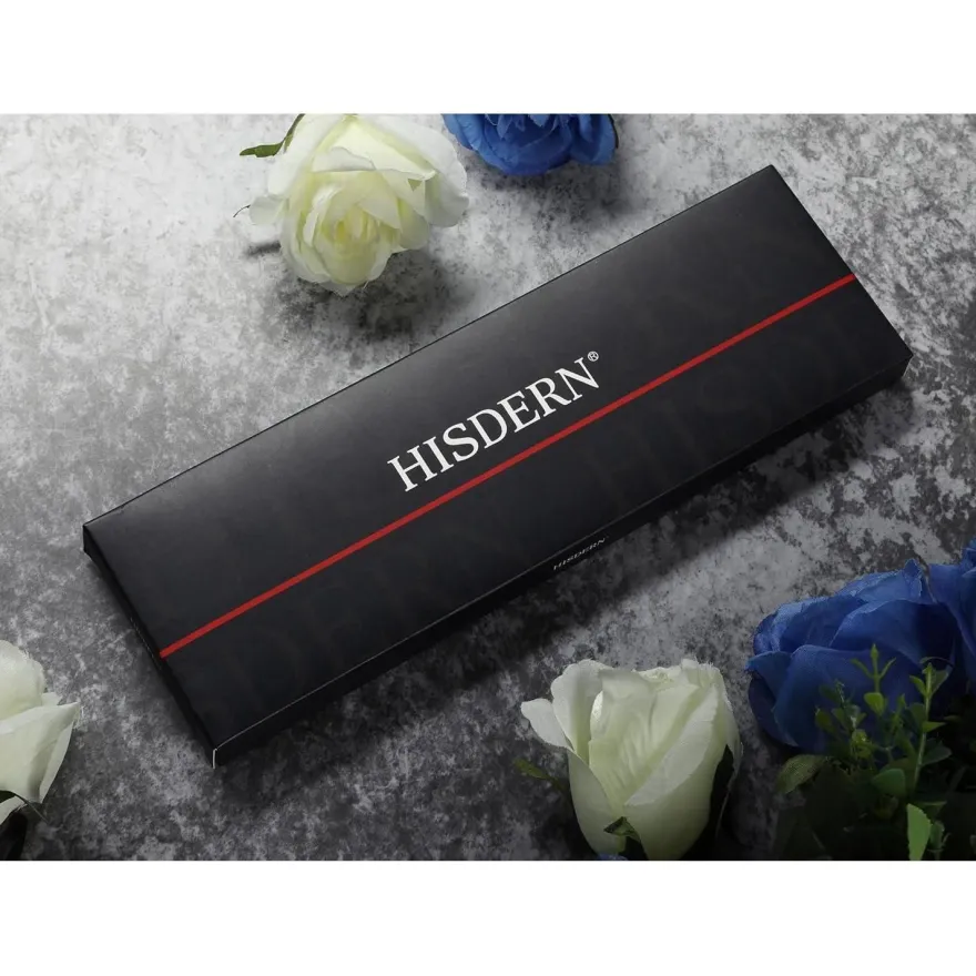 Hisdern Krawatten & Einstecktuch Set für Herren - Elegant Gepunktet, Rot