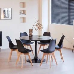 HJhomeheart Esszimmerstühle 6er Set, Skandinavische Küchenstühle in Lederoptik