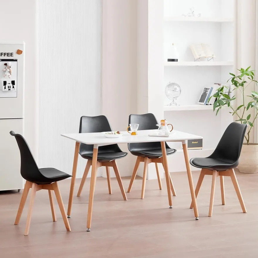 HJhomeheart Esszimmerstühle 6er Set, Skandinavische Küchenstühle in Lederoptik
