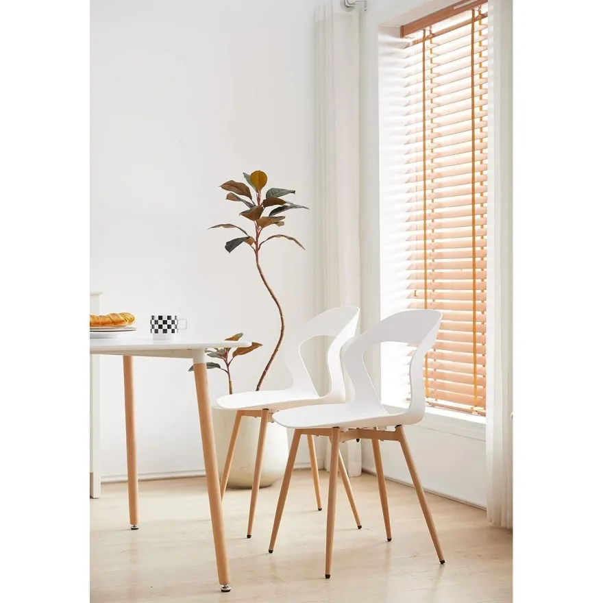 HJhomeheart Esszimmerstuhl 6er-Set, skandinavischer Stil, weiß mit natürlichen