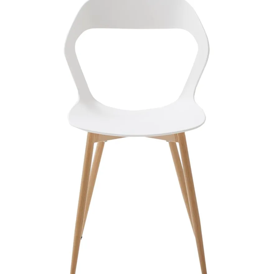 HJhomeheart Esszimmerstuhl 6er-Set, skandinavischer Stil, weiß mit natürlichen