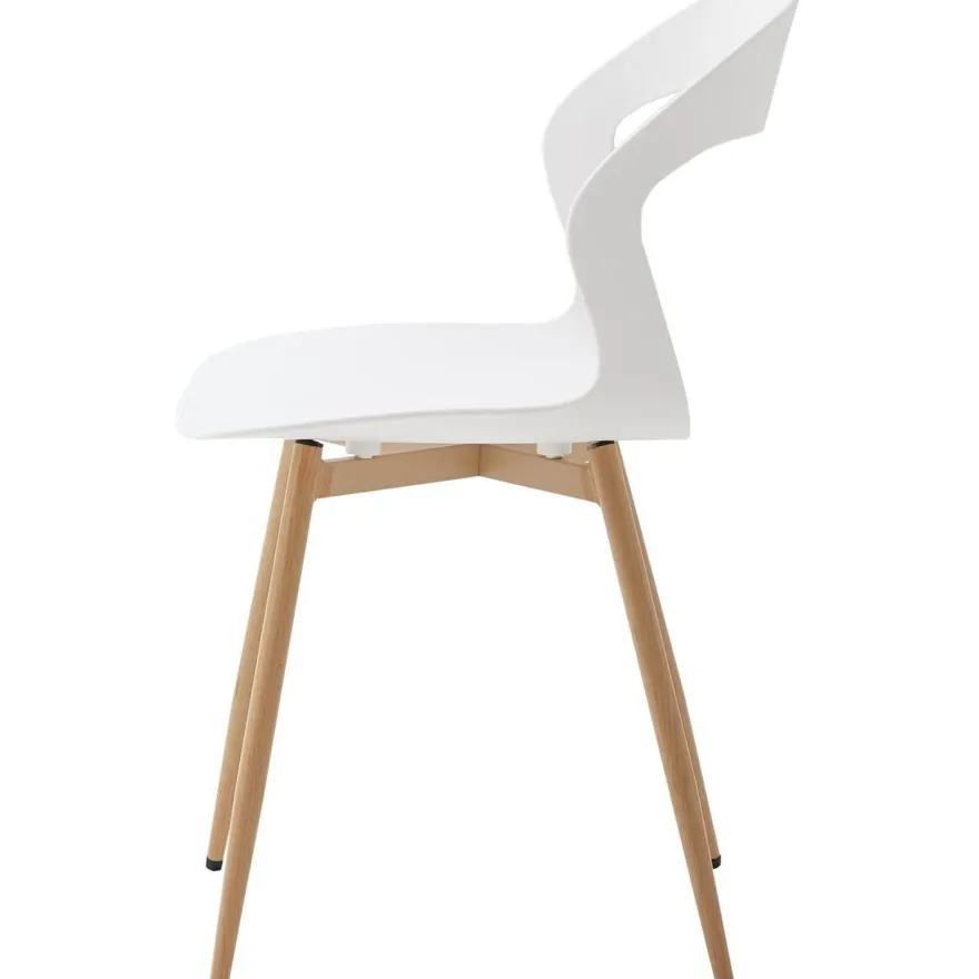 HJhomeheart Esszimmerstuhl 6er-Set, skandinavischer Stil, weiß mit natürlichen